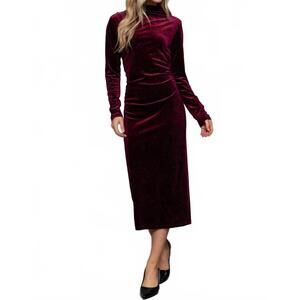 NEW ACTIVE BASIC glitz midi dress in burgundy